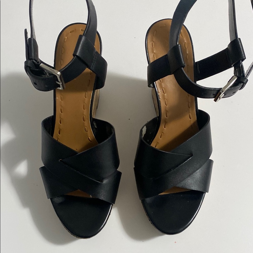 Women's Black Strappy Ankle‑Buckle Sandals